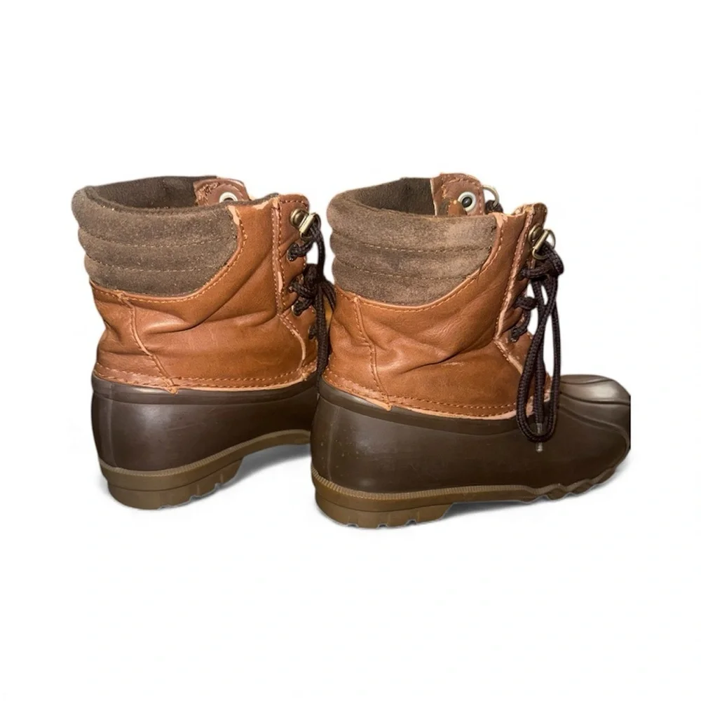 Sperry Boys Waterproof Duck Hunting Boots Size 2 Tan Brown Lace Up